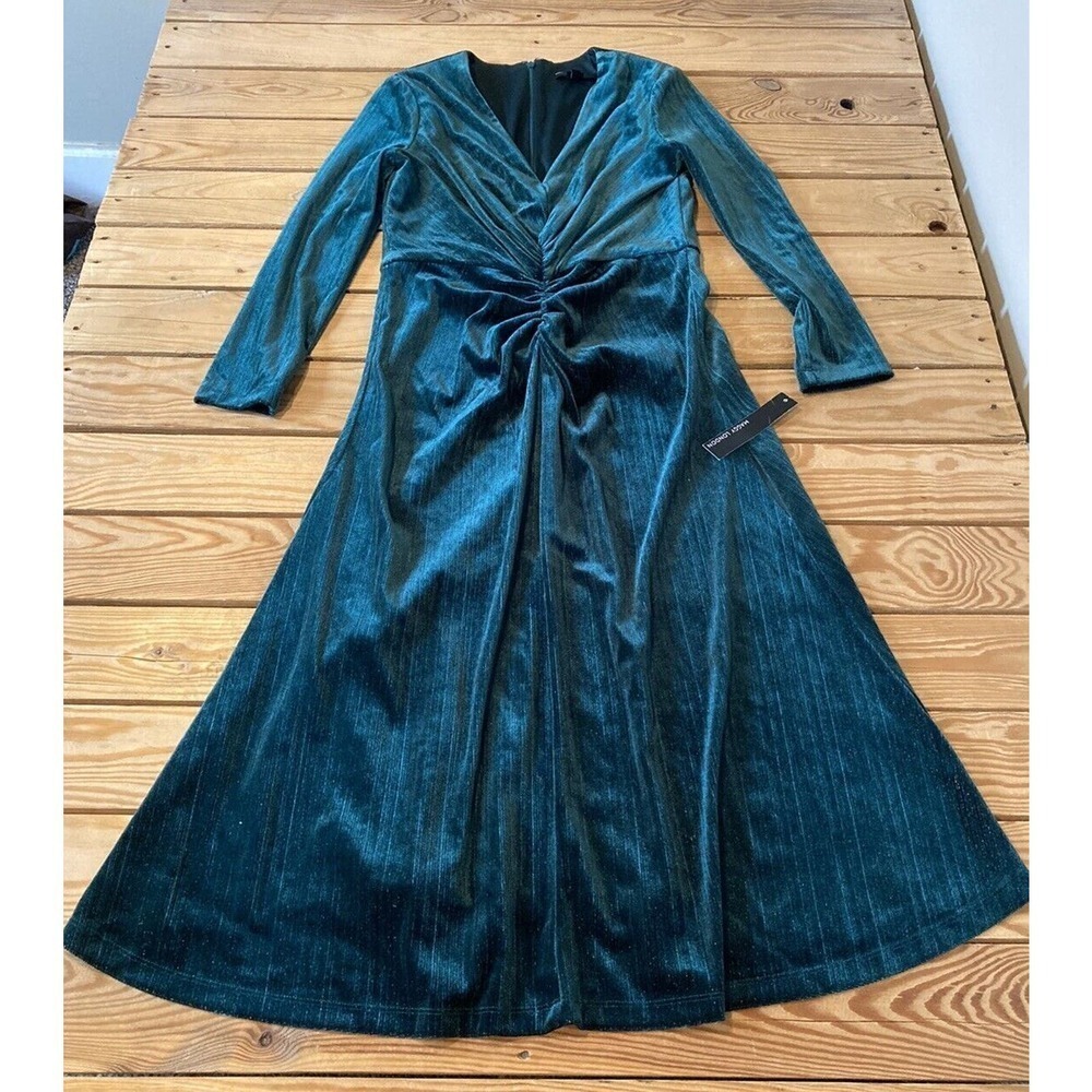 NWT Maggy London Long Sleeve Midi Dress Size 6 Women’s Green